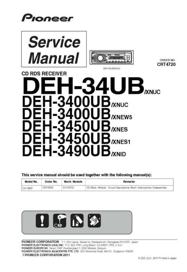 DEH-34UB, DEH-3400UB, DEH-3450UB, DEH-3490UB